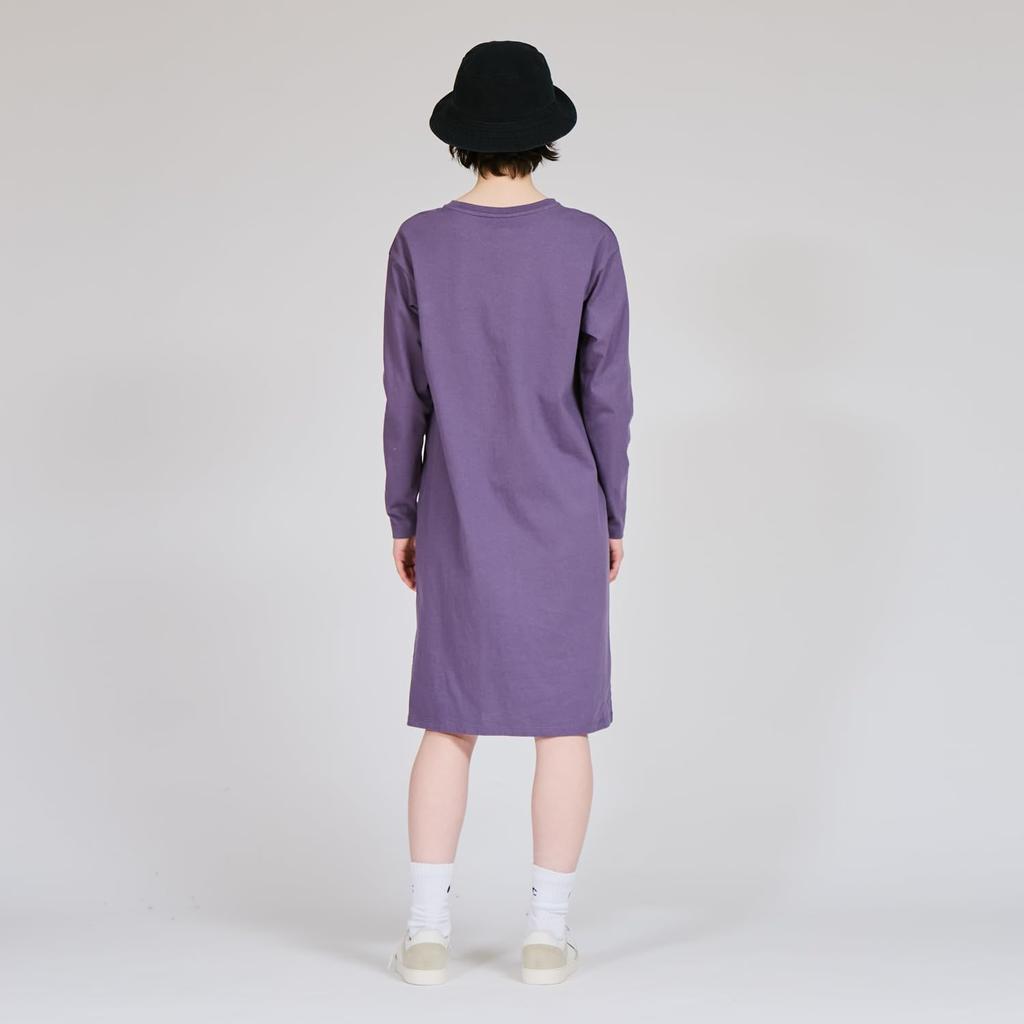 Champion Long Sleeve Crew Neck CottonUSA Script Dull Women's Dress, 100% Cotton, Logo, Purple, CW-W401