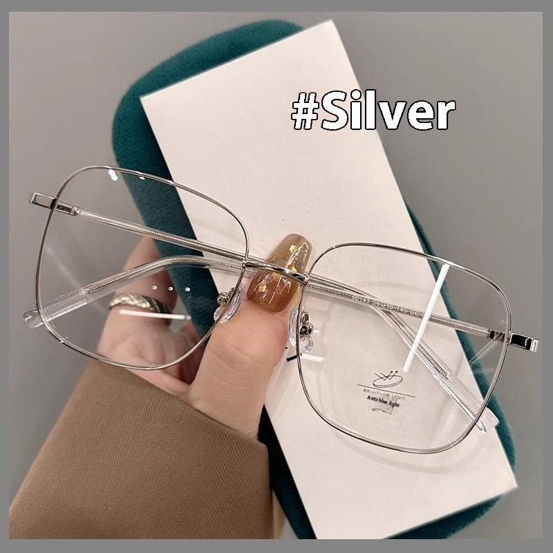 

Оправа для очков Большая оправа Очки Тонкие без диоптрий серебряный