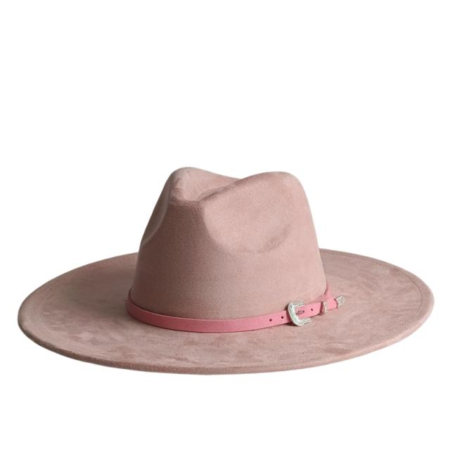 Classic Camel Suede Hat Wide Brim  New Fedora Hat Men Women Autumn Winter Felt Hats Classic Church Fedoras Chapeau Sombrer