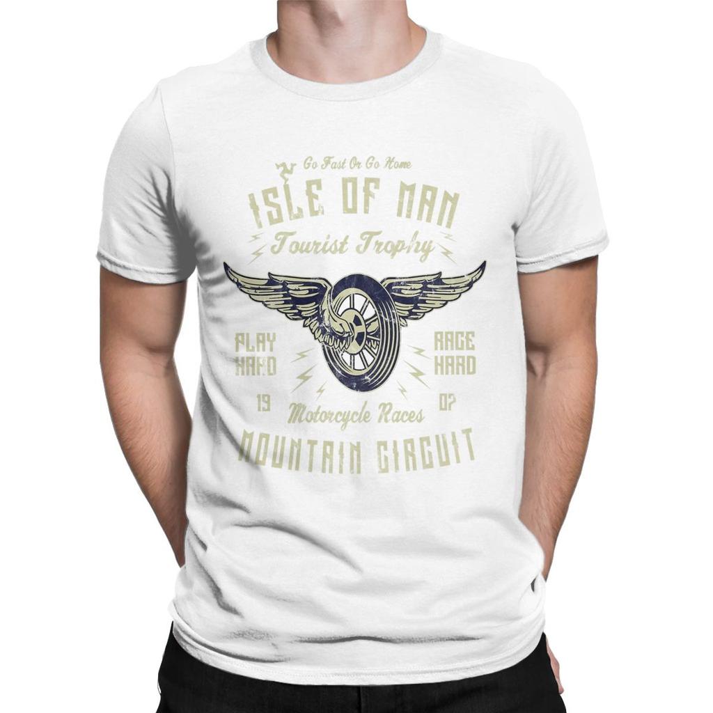 Isle Of Man TT Racing Vintage Biker Wings Pánske bavlnené tričko s okrúhlym výstrihom a krátkym rukávom