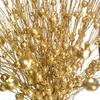 Artificial Glitter Berry Stems Red Gold Silver Powder Berry Branches Xmas Tree Wreath Decoration Party New Year Table Ornament