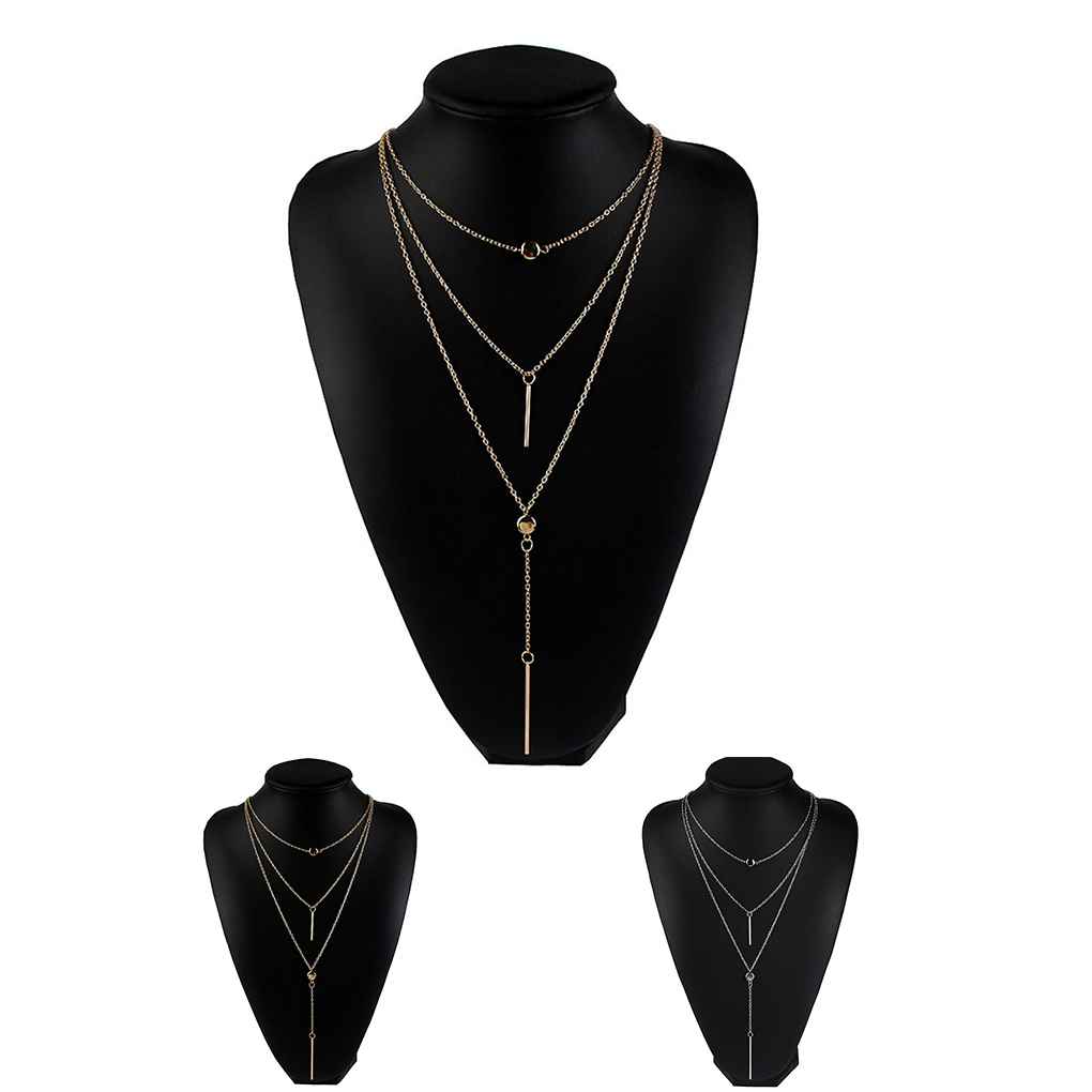 Fashion Women Crystal Multi-Layer Choker Collar Pendant Chain Necklace Jewelry