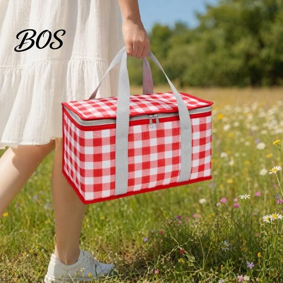 Camping Lunch Bag Insulated Picnic Bag, Foldable Thermal Basket for Outdoor, Heavy Folding Duty Aluminum Foil Cooler Food, Accessory Durable Storage