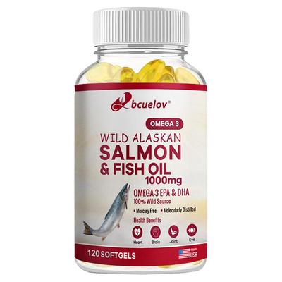 Bcuelov Alaska Dziki Łosoś Olej Rybi Kapsułki Miękkie Zawiera Omega3 EPA DHA 120 Kapsułek