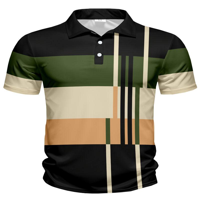 Fashionable Casual 3D Digital Printed Pattern Men's Short Sleeved Polo Shirt Summer Comfortable Outdoor Activities