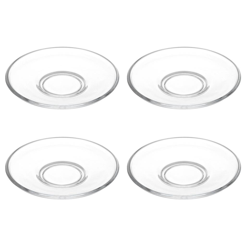 4 ks skleněných podšálků, domácích čajových talířků, podšálků, kulatých svačin, průhledných kávových a espressových šálků