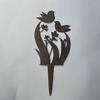 Yousheng Bird Wildflower Metal Garden Stake Decoration Weather-proof Outdoor Yard Lawn Patio Pathway Rusty Iron Floral Bird Stake Ornament