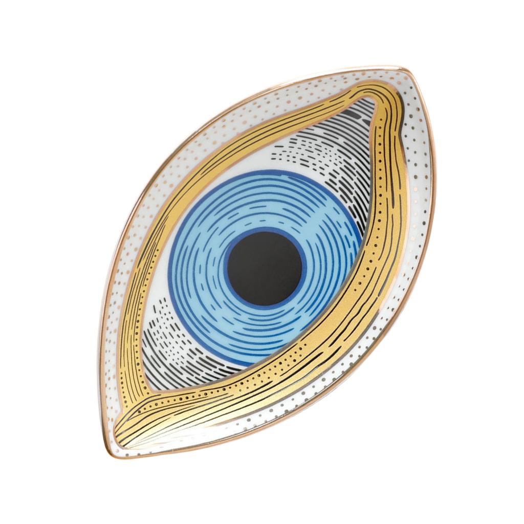 Multipurpose Creative Oval Eye Shaped Jewelry Tray Sturdy Ceramic Rings Holder Accessory for Fashionable Women Ladies