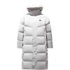 Anta Solid Color Zipper Hooded Comfortable Breathable Long Down Jacket Men Outerwear Sand-Gray 972448902-5