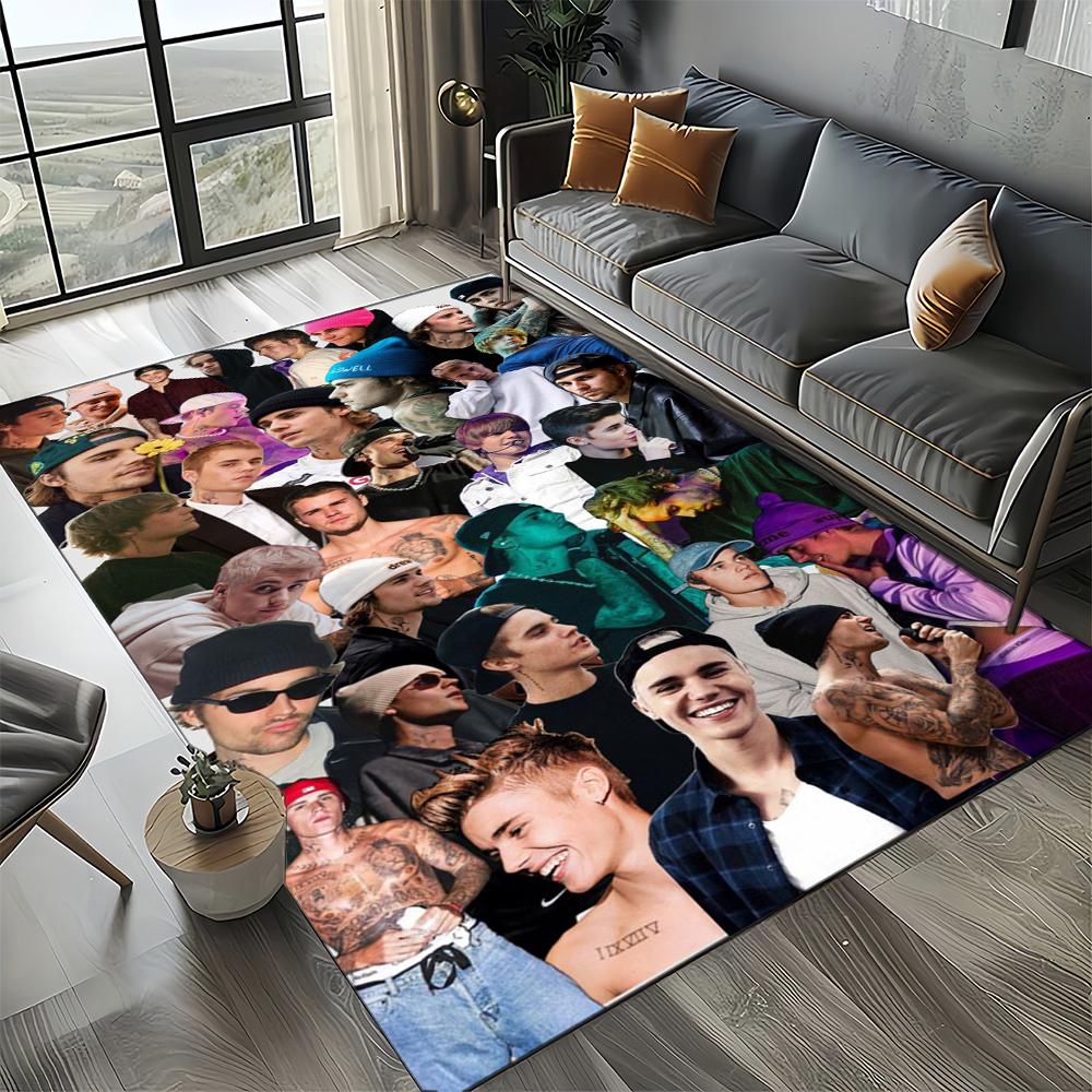 2025 New Style Justin Drew Bieber Singer JB Carpet Rug for Living Room Bedroom Home Sofa Decoration,Kid Play Non-slip Floor Mat