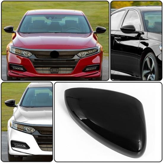 Right Mirror Cover Cap No-Turn Signal For 2018 19- Honda Accord Black Gloss