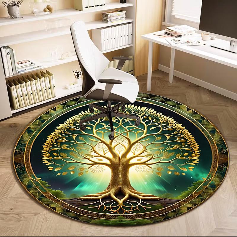 1Pc Celtic Tree of Life theme Printed circular carpet, home door mat, outdoor travel protection carpet A16