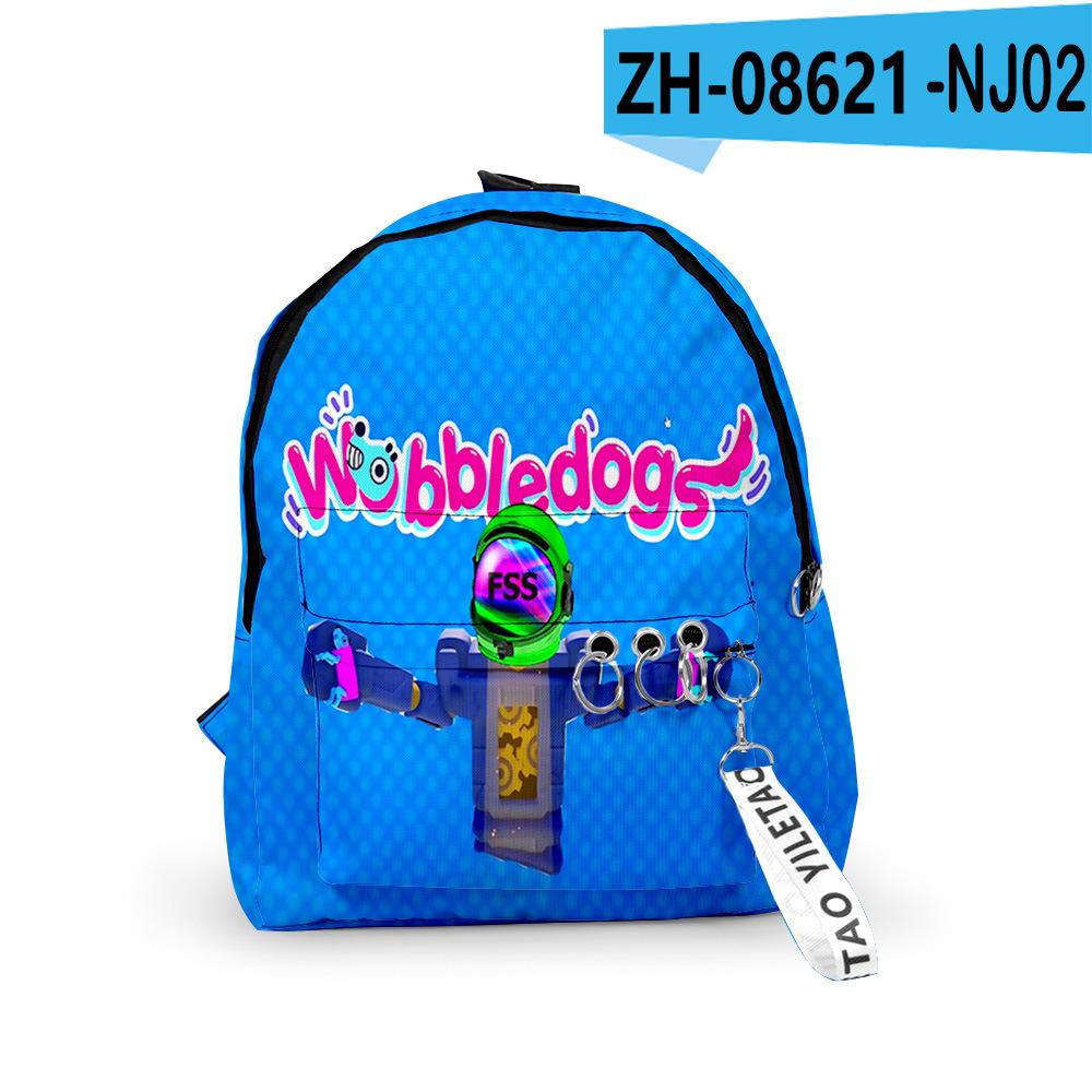 

Cartoon Popular Wobbledogs Backpacks Boys/Girls pupil School Bags 3D Print Keychains Oxford Waterproof Cute Small Backpacks коричневий