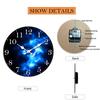 Dreamy Blue Starry Sky Geometric Wooden Wall Clock, Silent Quartz, Living/Bedroom Decor, 10 - 16 Inches (Batteries Not Included)