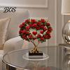 Crystal Rose Ornament Acrylic Ornament, 2D Flat Flower Decoration with Base, Table Art Centerpiece Romantic Desktop Decor for Home Shelf Cabinet