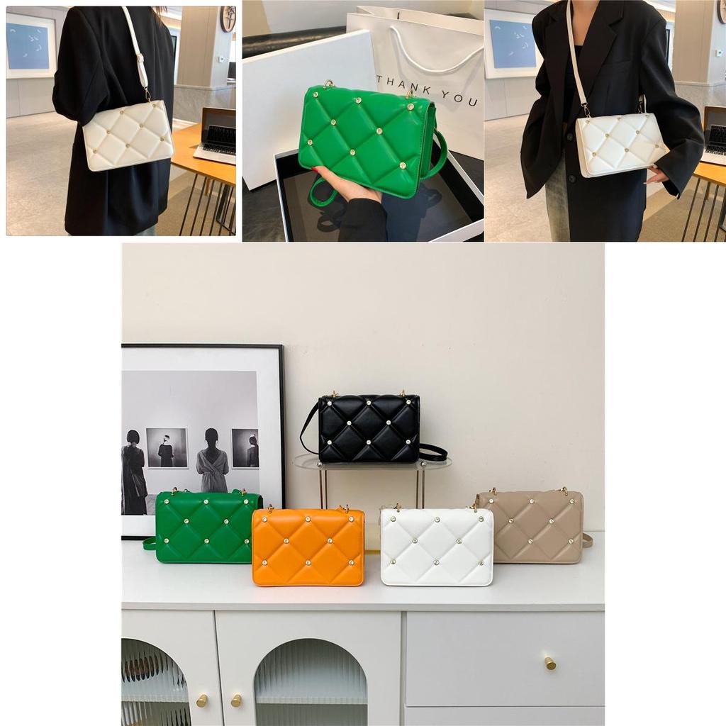 Trendy French Style Grid Small Shoulder Bag 2023 Autumn Winter New Square Bag