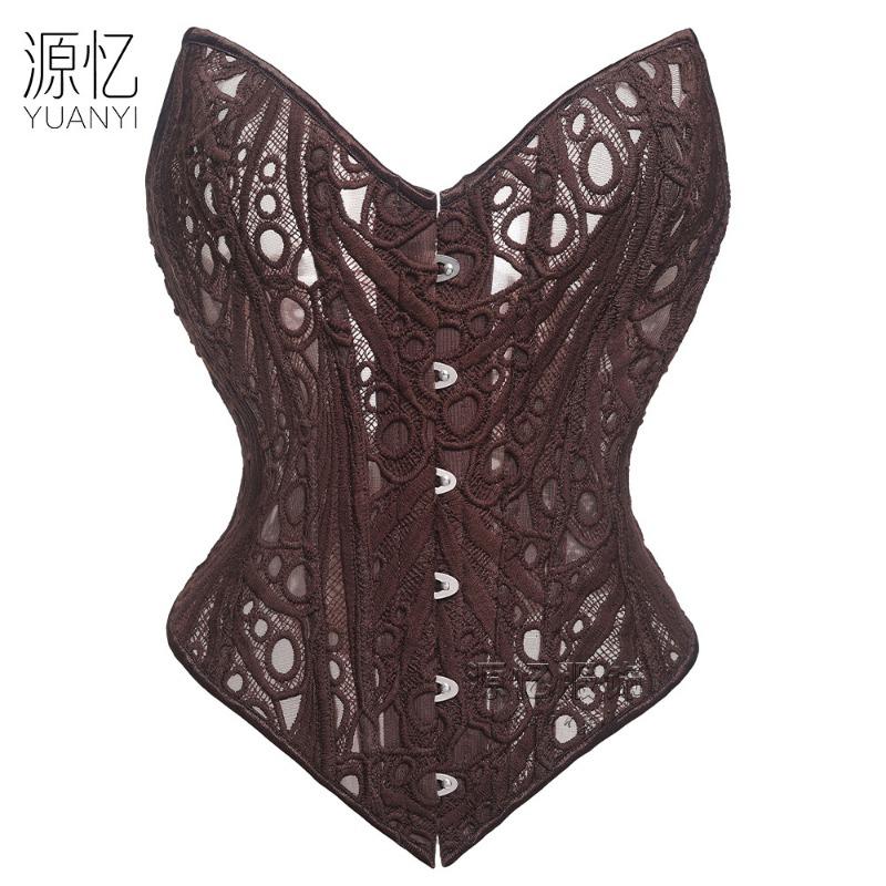 Women S Embroidered Lace Bandeau Corset With Boning V Hem Shaping Bodysuit