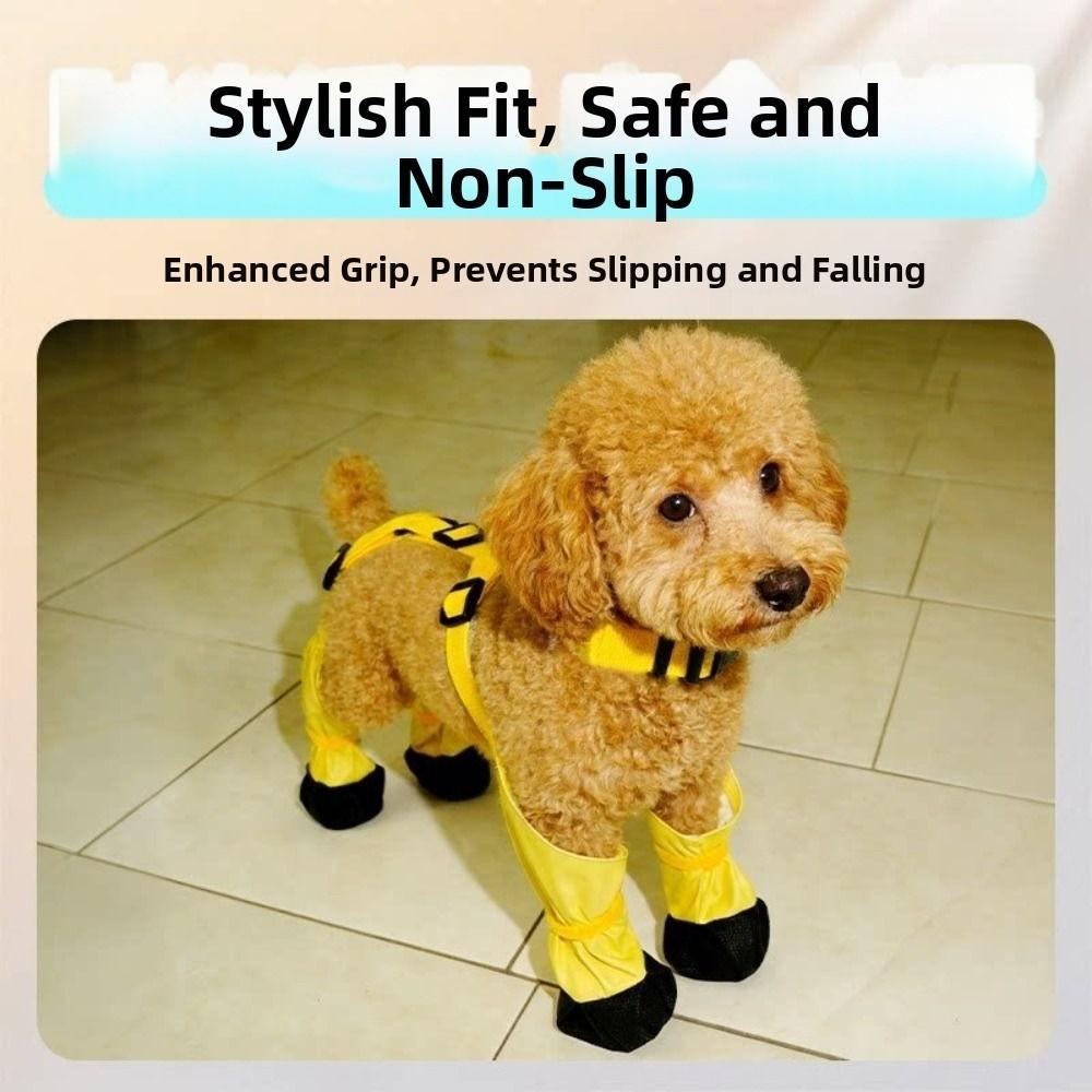 Breathable Dog Suspender Boots Waterproof Pets Paws Protector Anti-Slip Dog Shoes Rain Day
