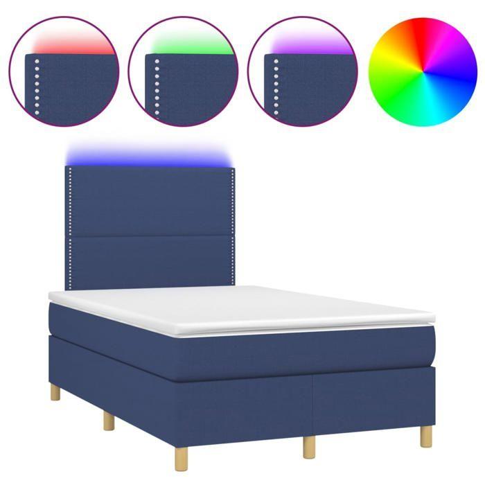 VidaXL Slatted Bed Base with Mattress and LED, Upholstered Bed, Double Bed, Adult Bed for Interior Bedroom, 3135347