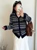 Women's Plus Size Retro Jacquard Knit Cardigan Coat – Loose Casual Winter 2025 Style