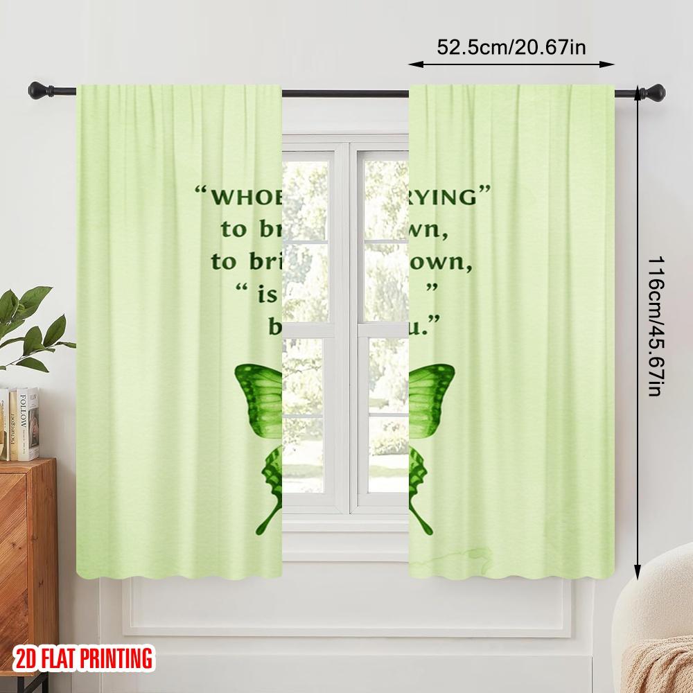 2pcs 2D Flat Printing Party Curtain Positive Butterfly Polyester Without Electricity Holiday Decorations for Multipurpose Event