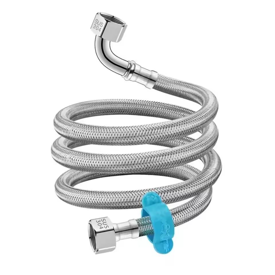 40/60/80/100/150/200cm Stainless Steel Braided Flexible Hose Household Water Heater Toilet 90° Bend Pipe Elbow Water Inlet Pipe 30cm