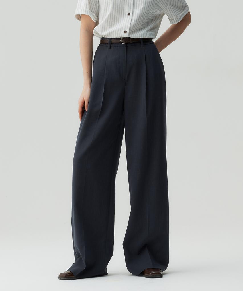 MIND BRIDGE WOMEN [W] Single-Pleat Wide Slacks - 4 Colors