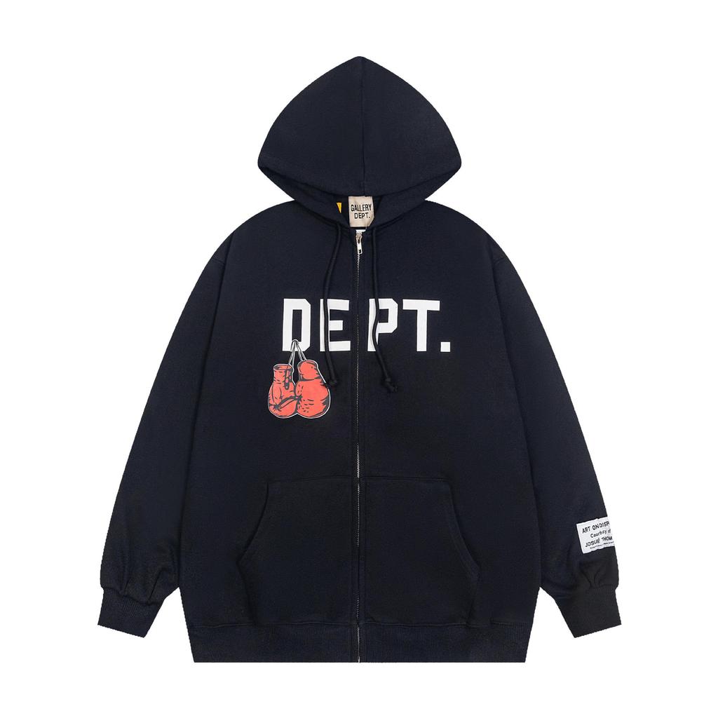 2024 New Trendy GALLERY DEPT High-Quality Pure Cotton Casual Loose Unisex Zipper Hoodie Sweatshirt