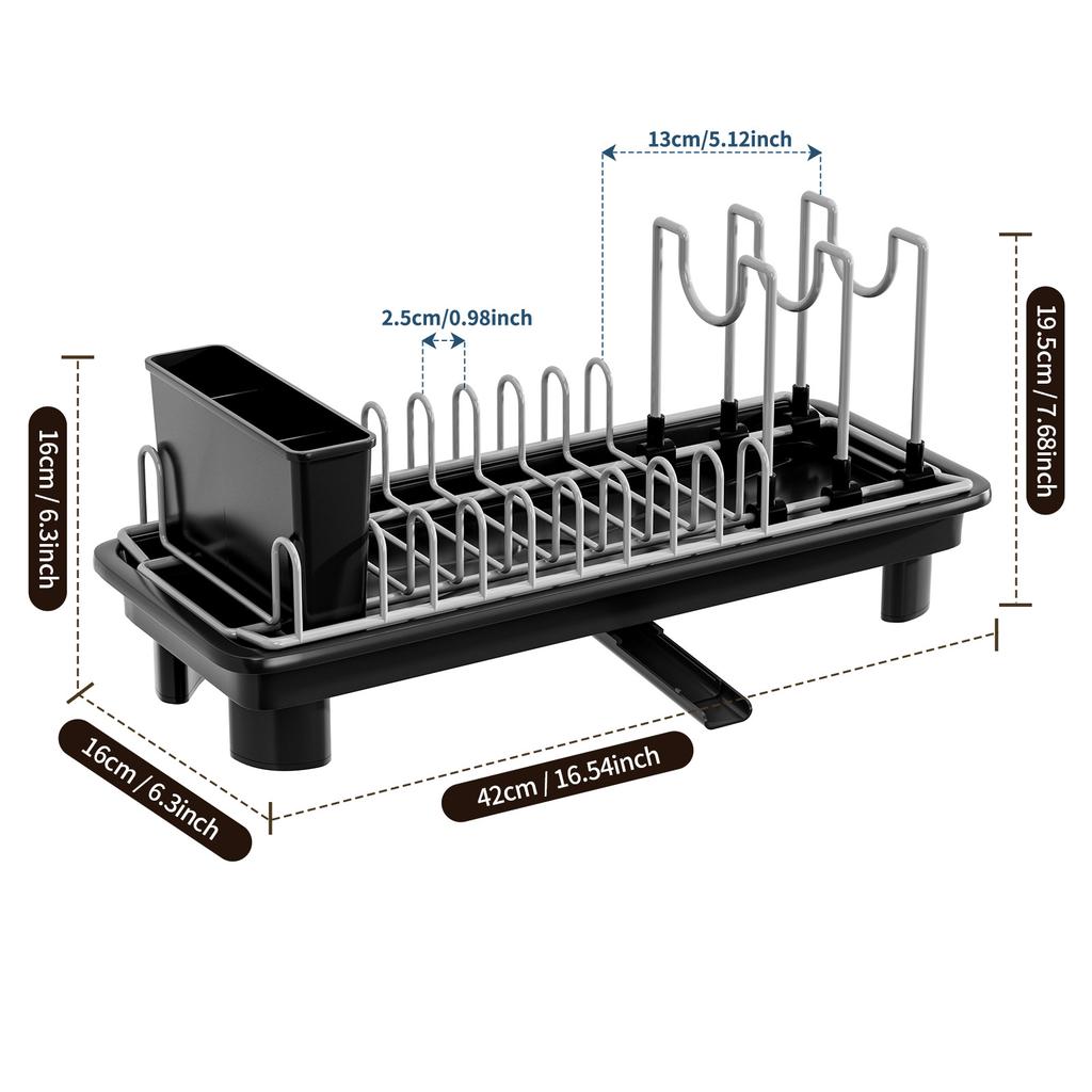 Dish Drying Rack for Kitchen Counter Multifunctional Flatware Dish Drainer Large Capacity  Rustproof Utensil Holder for Sink.