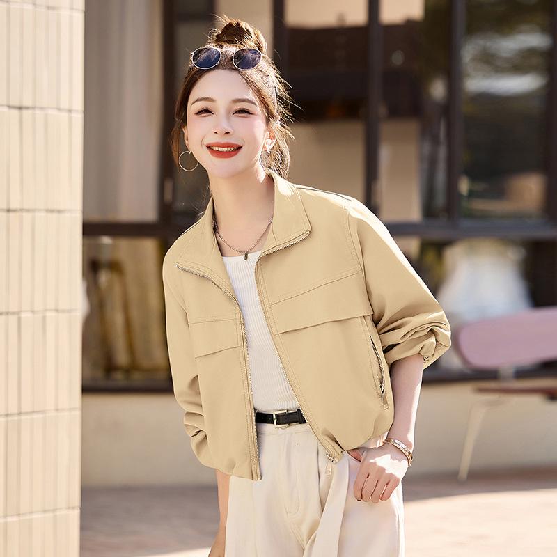 

Женская мотоциклетная кожаная куртка из натуральной овчины - Короткое пальто, издание Весна/Осень 2025 M зерна/жёлтый