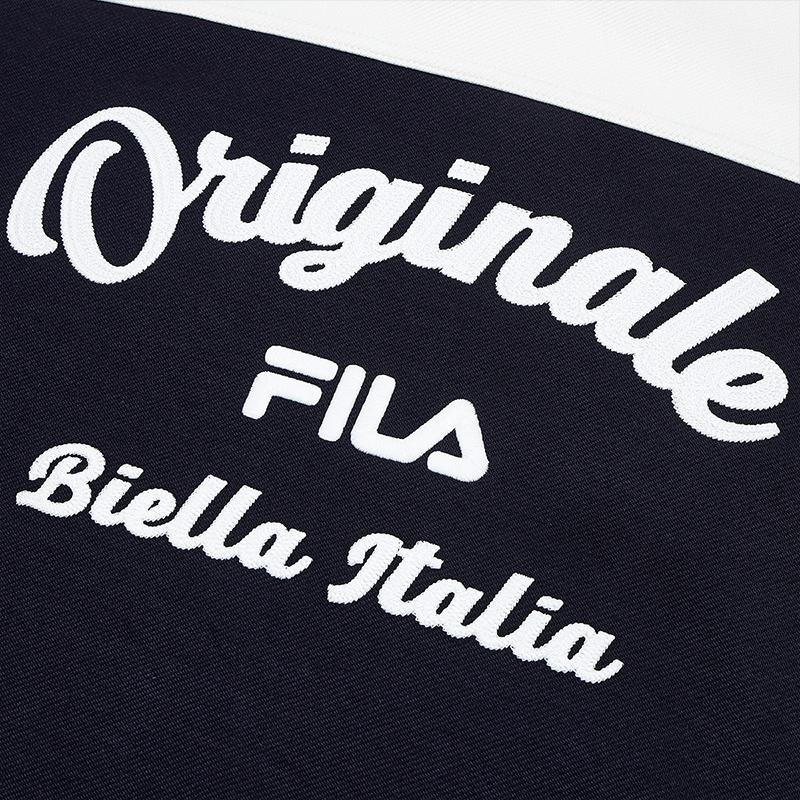 FILA College Style Fashion Casual Color Block Hooded Sweatshirt Men sweatshirt Secret-Mirror-Blue F11M519217FDB