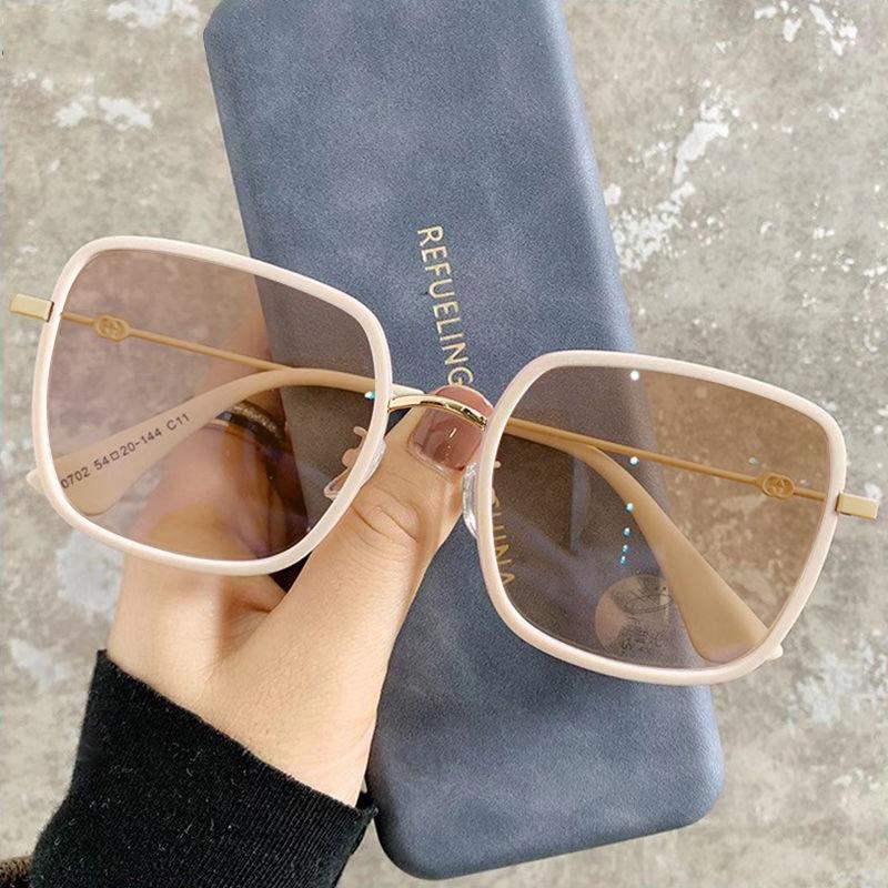 Quadratische photochrome Myopie-Brille Damen Mode Oversized Kurzsichtigkeit Brillen Klassischer Großer Rahmen Brillen 0 bis -600