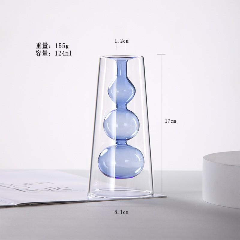 Colorful Double-layer Glass Vase, Vase Decoration Glass Vase Flowerpot Home Office Dining Table Decoration