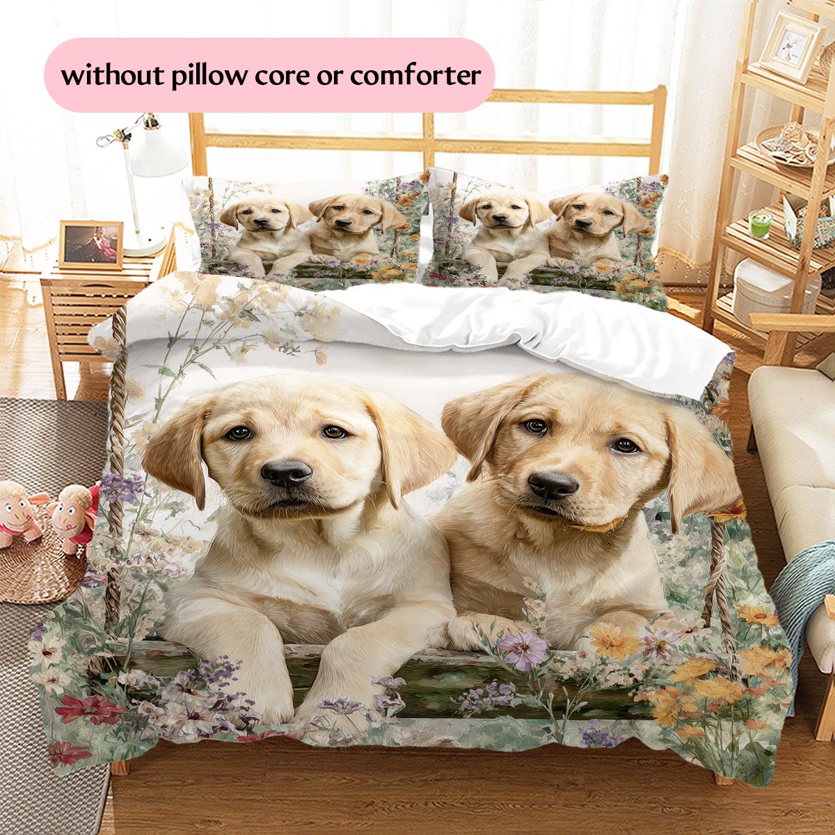 

Two Labradors Pattern Bedding Home Decoration Birthday Gift (1 * duvet cover + 2 * pillowcase, without core) 135x200cm