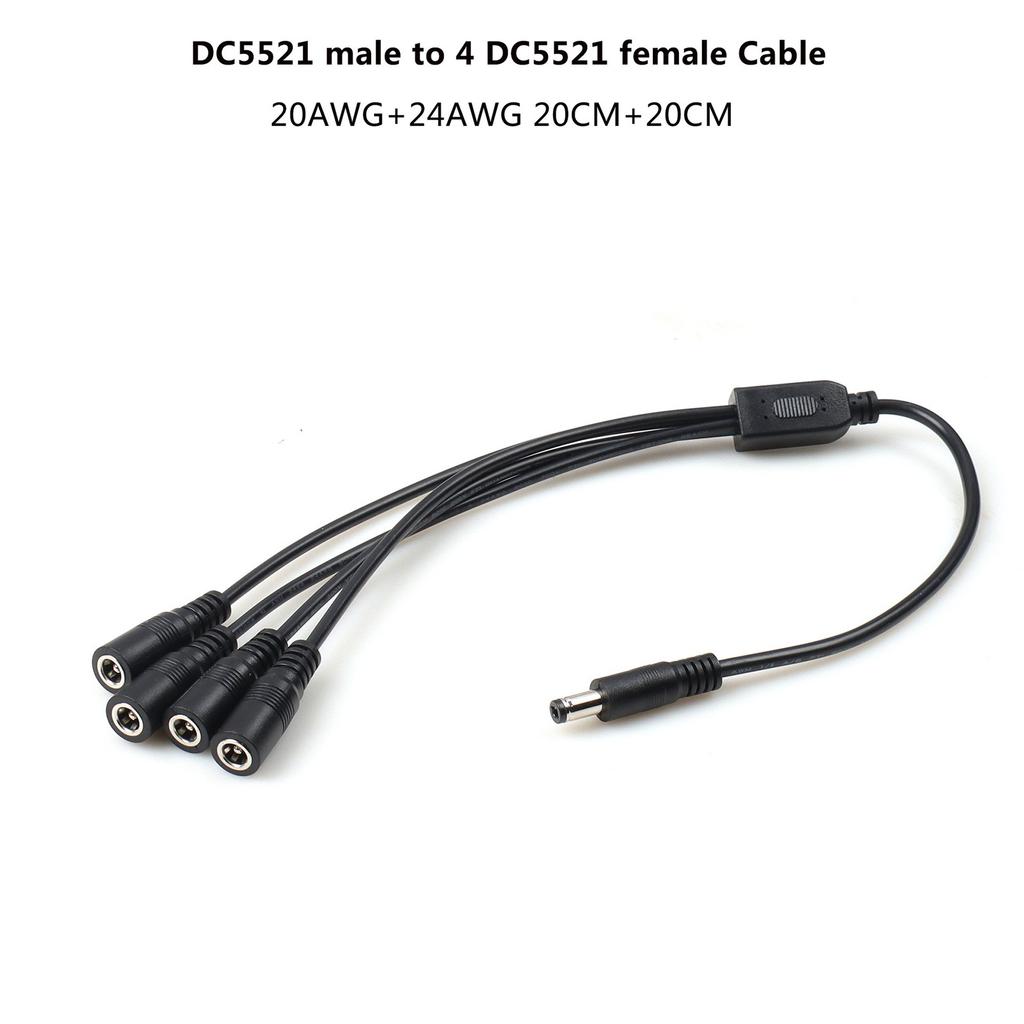 5.5x2.1mm Power Splitter Cable 1 To 2 3 4 Way Adapter For CCTV Router LED Light 40cm Length