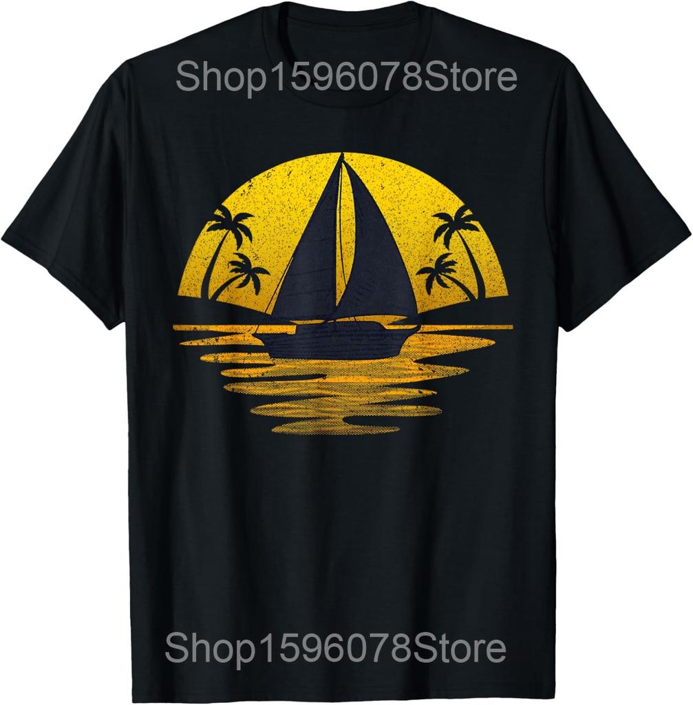 Roztomilý design s plachetnicí pro muže ženy Plachetnice Plachta Plachetnice Trička Bavlna Streetwear Tričko Krátký rukáv Unisex Volné oblečení