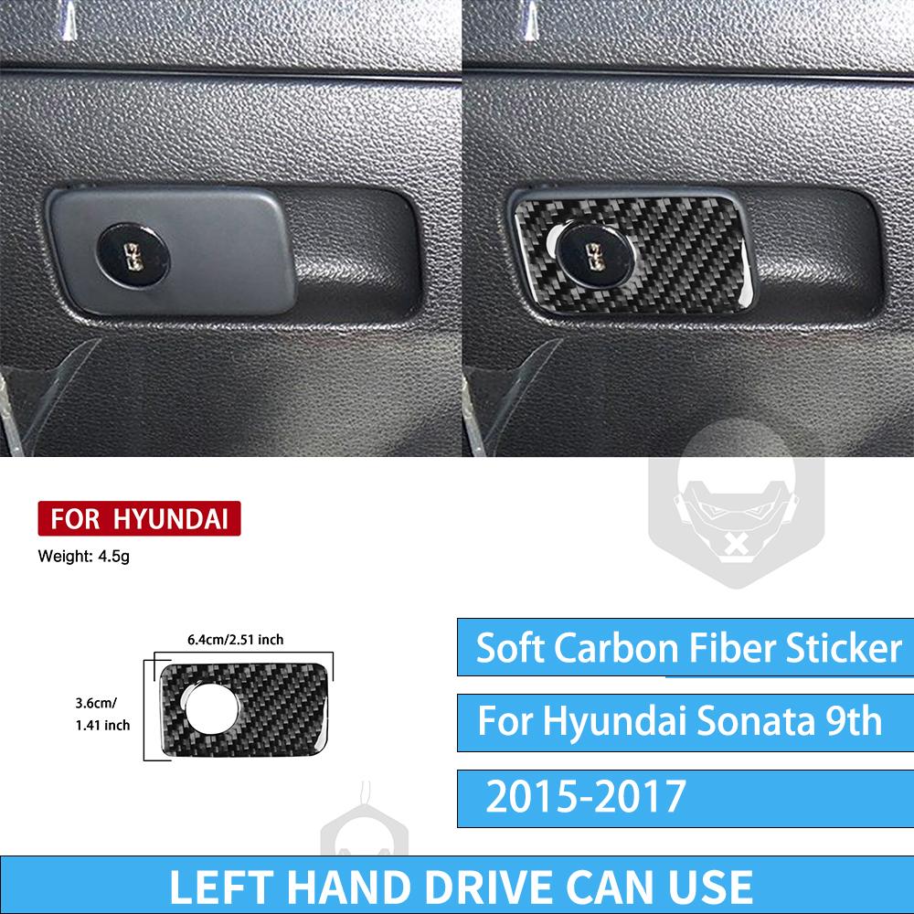 For Hyundai Sonata 9 2015 2016 2017 Glove Box Handle Real Carbon Fiber Sticker Car Interior Accessories