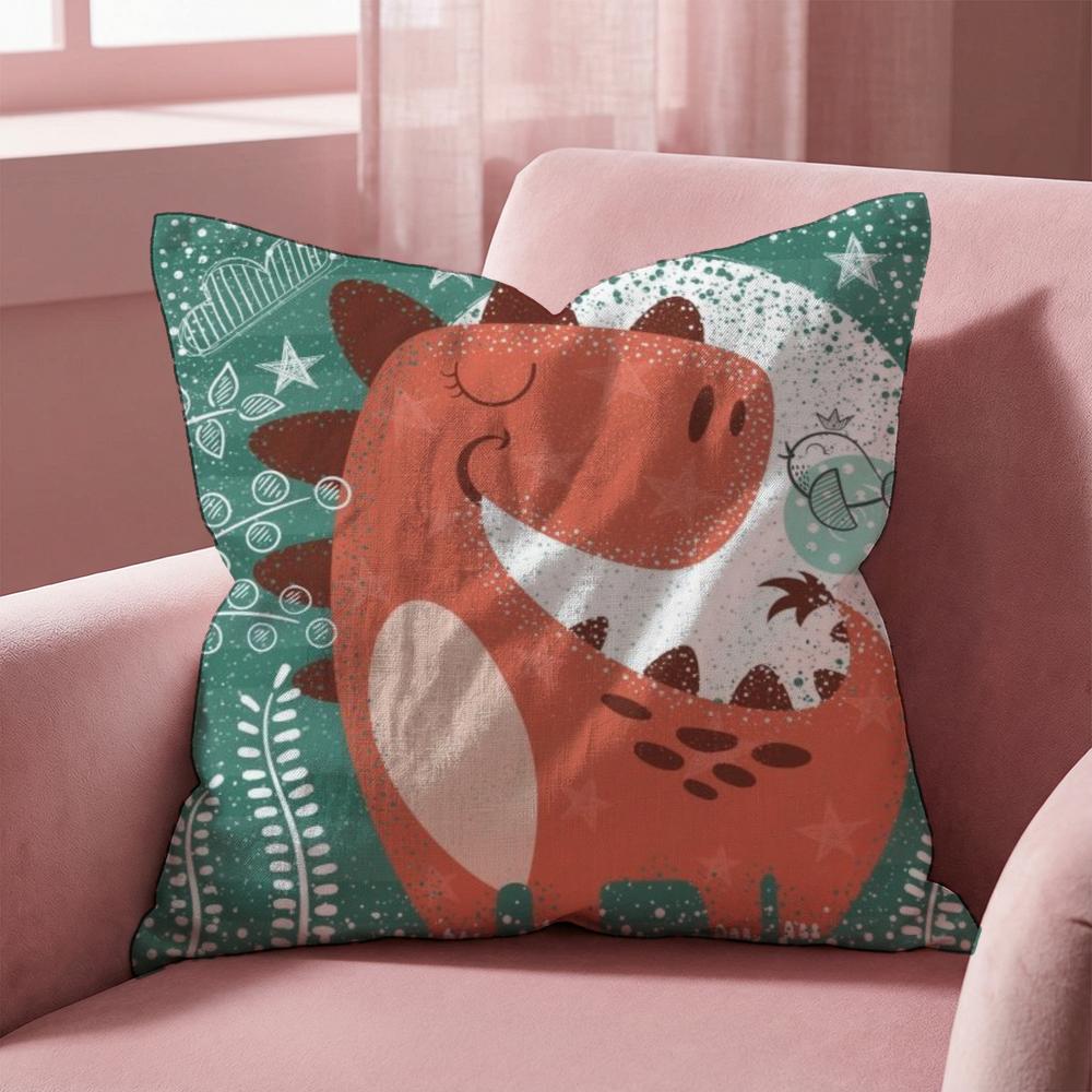Cute Cartoon Dinosaur Cushion Cover Multi-Scene Pillow Cover for Home & Car - Reversible, Soft & Durable for Daily Use
