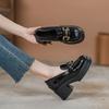 New spring and autumn height increase small thick-soled single shoes thick heel muffin small leather shoes