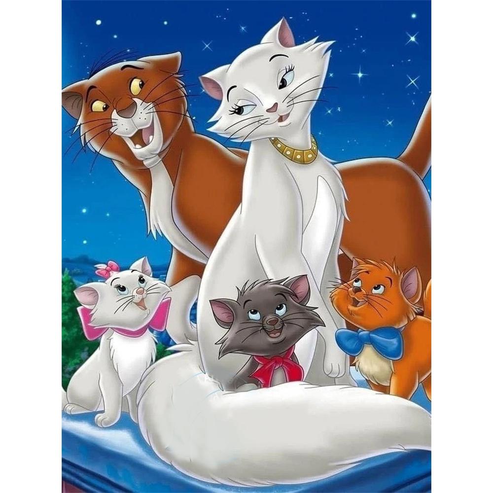 

Analysis of Disney Diamond Painting The Adventures of The Cat Family Group Portrait Artwork Rhinestone 5D Mosaic DIY Cross-Stitch Gift/Home Decor Round 20x30cm