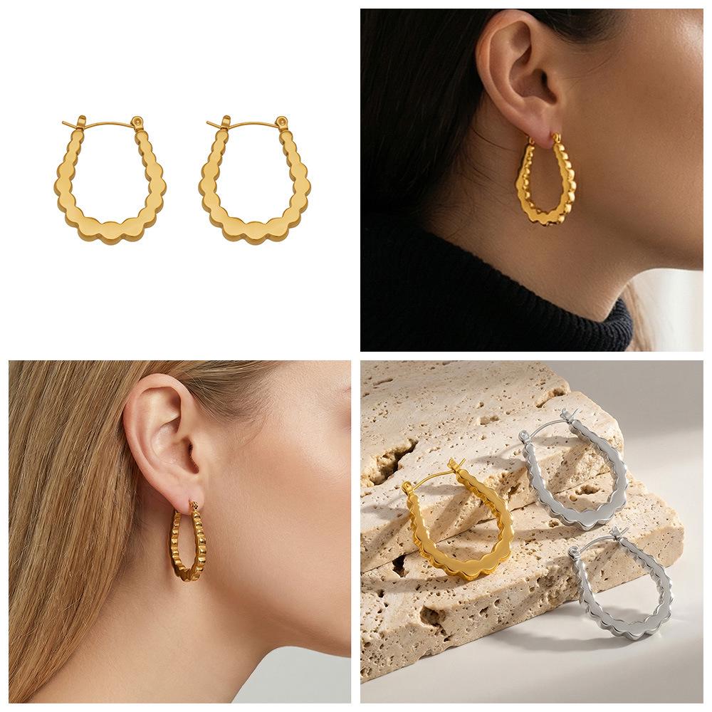 18k Gold-Plated Stainless Steel Geometric U-Shaped Earrings - Simple, Fashionable, Versatile 