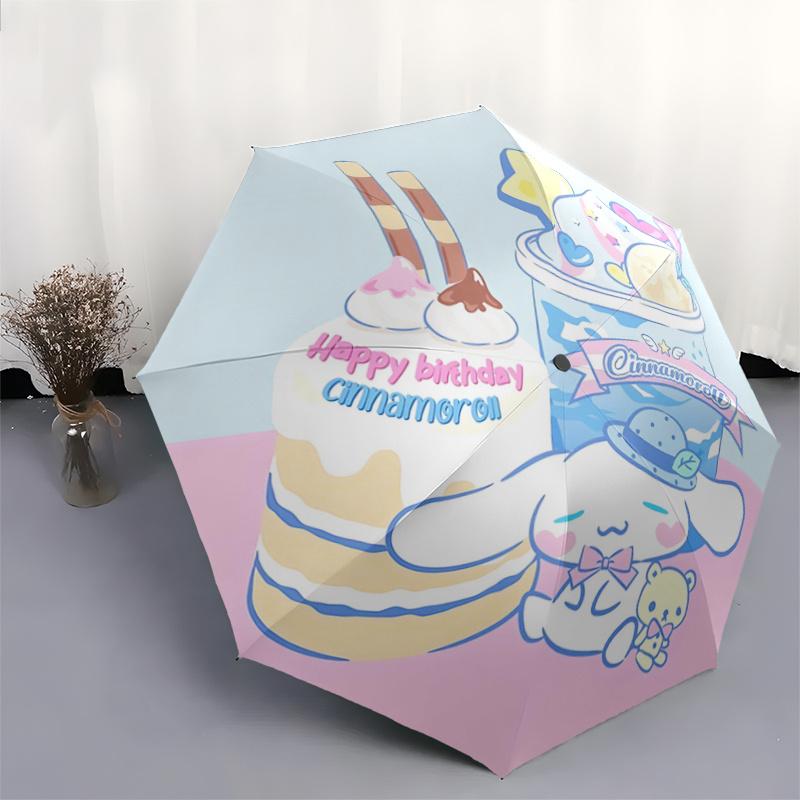 1pc Cinnamoroll Birthday Cake with Automatic Opening Umbrella - Portable Folding Design, 8-Bone Iron Frame Outdoor Umbrella, Perfect Gift for Fans, Tr