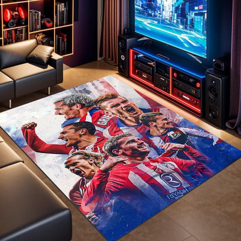 Atletico Madrid Fußballspieler Collage Druck Bereichsteppich Fußballmannschaft Grafik Teppich Boden Teppich Sportfan Wohnzimmer Schlafzimmer Heimdekoration Matte