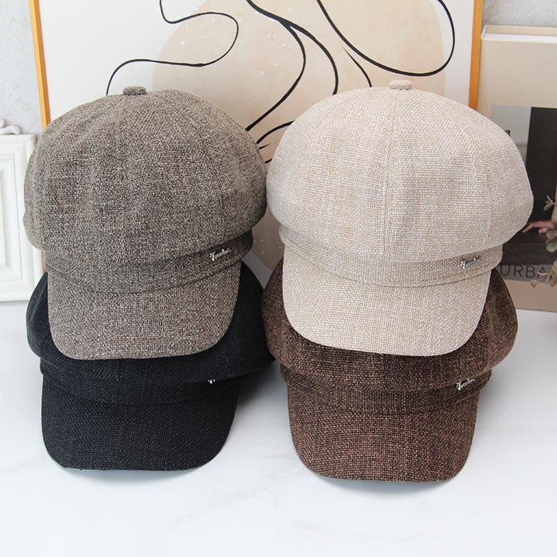 Linen Octagonal Hat Children's Autumn and Winter Elegant Fashion Versatile Beret Newsboy Hat Cap British Temperament