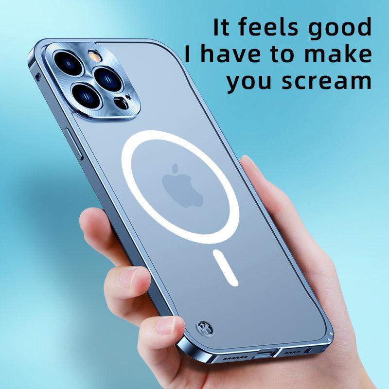 Luxury High -End Metal Magnetic Phone Case For Iphone 14 13 12 11 Pro Max Magsafe Wireless Charging Aluminium Magnet Cover Funda