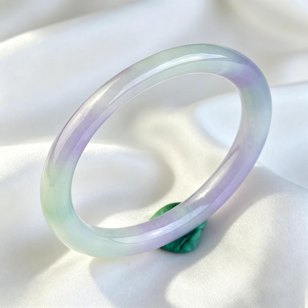 Certified Natural Lavender Jadeite Bangle Genuine Round Bracelet for Kids Fashion Jewelry Gift