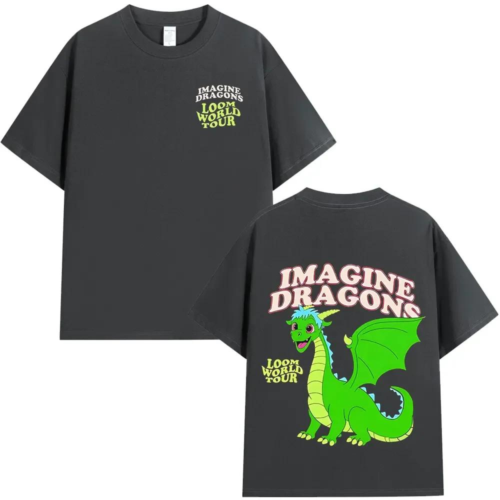 2025 New Model Imagine Agons Loom World Tour 2025 T-Shirt Rock Band Agon T-Shirt Men Men High Quality Cotton Short Sve Tee