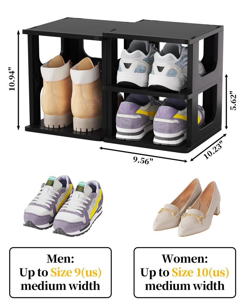 HAIXIN Slim Shoe Rack, Height Adjustable, 5 Tiers X 2, Space-Saving, Easy Assembly, Stackable, Compact Design (Approx. W48.6 X D26 X H58.3cm)