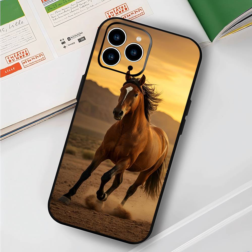 Animal Galloping Horse For IPhone 13,17,11,12,16,14,15,Plus,Pro Max Soft Silicone Black Phone Case