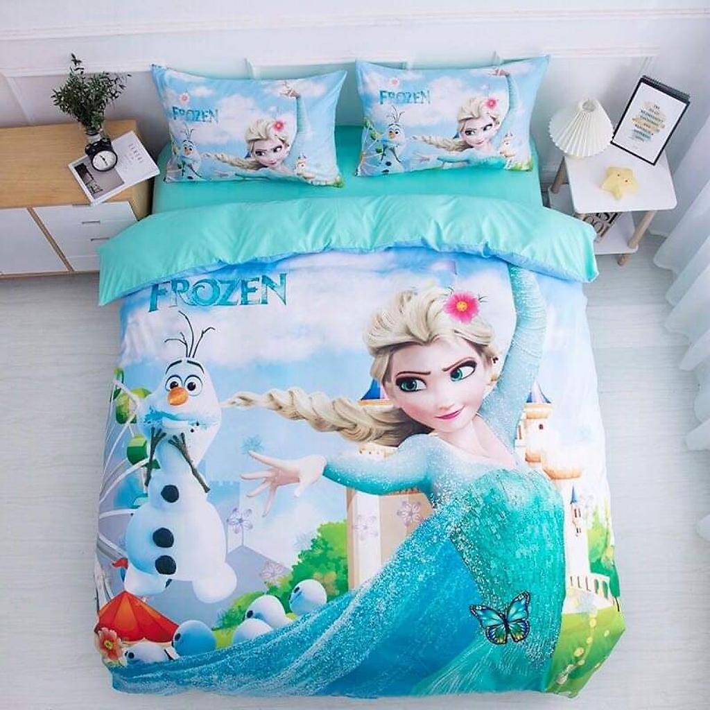 Frozen Prinses Elsa en Anna Anime Dekbedovertrek Set Comforte Beddengoed Sets met Print Cartoon Tweepersoons Kerstcadeaus 3-delig